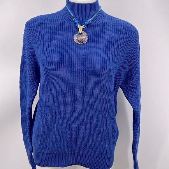 Magaschoni small royal blue knit turtleneck sweater - Picture 1 of 6